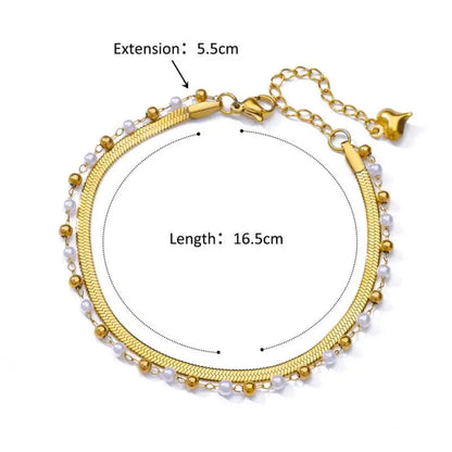 Anklets for Women Summer Beach Accessories Stainless Steel Imitation Pearl Chain Anklet Gold Color Leg Bracelets Bodychain Gifts