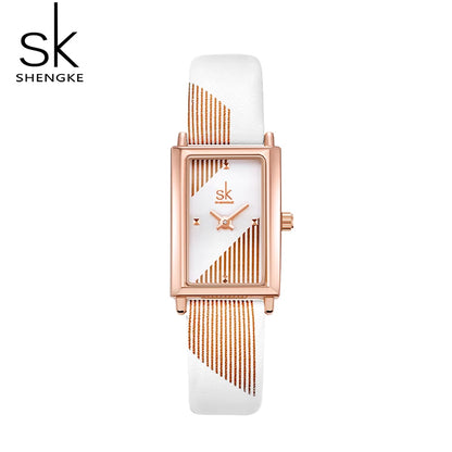 Shengke Women Watches Fashion Geneva Design Ladies Watch Luxury Brand Rectangle Quartz Wristwatches Luxury Gifts For Women Clock