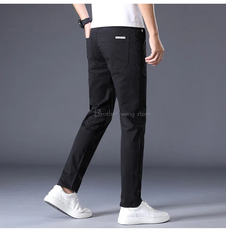 7 Colors Men's Classic Summer Thin Casual Pants Business Fashion Stretch Cotton Slim Solid Color Trousers Male Brand Clothes