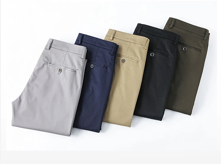 High Quality Lyocell Men's Pants Business Trousers Male Fashion Blue Khaki Straight Casual Pants Man Clothing Plus Size 30-40