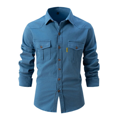 New Spring Cotton Social Shirt Men Solid Color High Quality Long Sleeve Shirt for Men Lapel Casual Social Men's Shirts