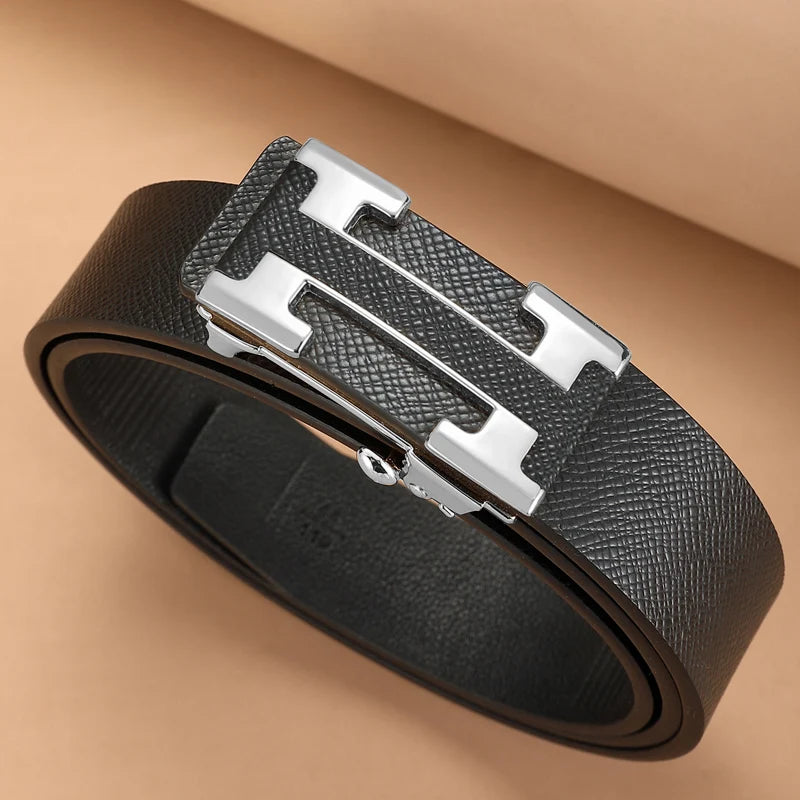 High Quality Casual 34mm Men's Belt Designer Genuine Leather Belts Strap Male Metal Smooth Buckle Fashion men belt for jeans