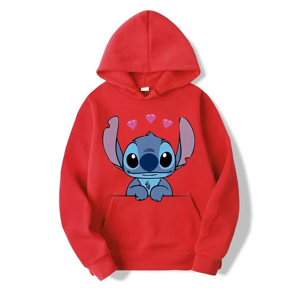 Disney Stitch Cartoon Anime Women Pullover Spring Autumn Men Oversized Hoodie 2024 Fashion Casual Couple Sweatshirt Clothes Tops