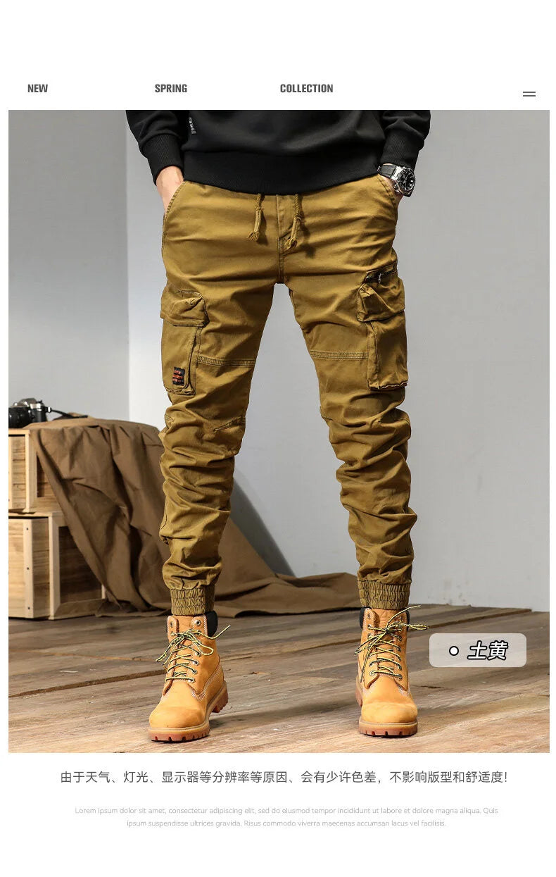 CAAYU Joggers Cargo Pants Men Casual Y2k MultiPocket Male Trousers Sweatpants Streetwear Techwear Tactical Track Black Pants Men