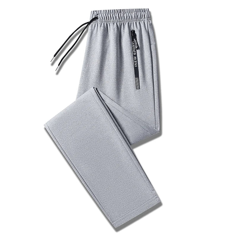 Summer Big Size Men's Pant Drawstring Stretch Sport Jogger Trouser Male Plus Large Fit Zip Pocket 4XL 5XL 6XL 7XL 8XL Grey Black