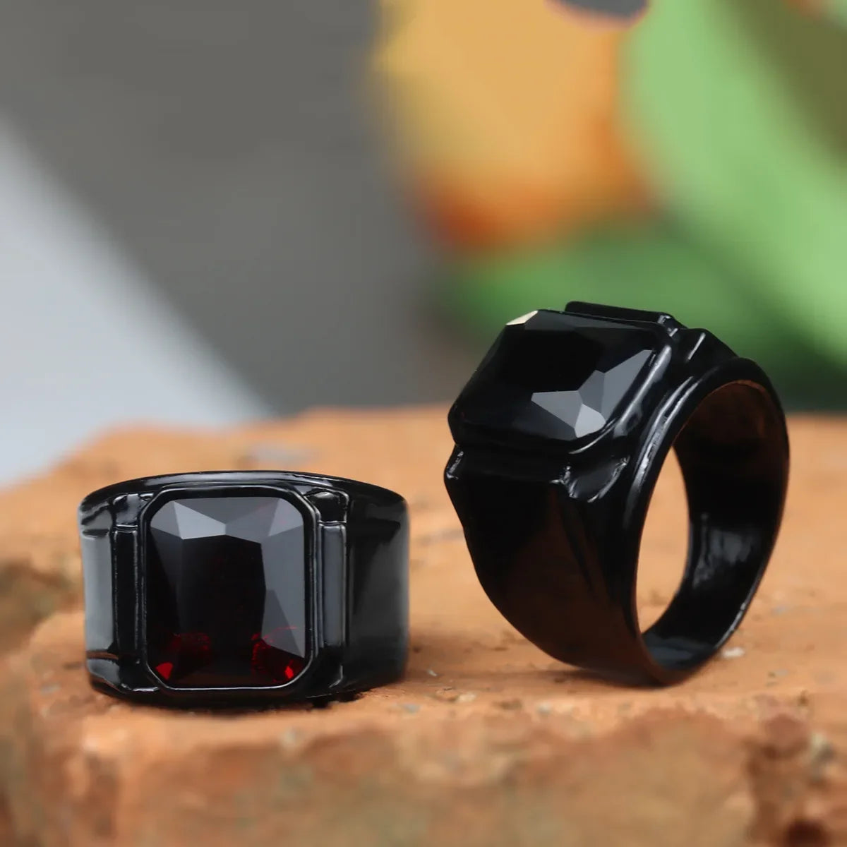 Vintage Black Red New Fashion Hand Ornament Punk Hip Hop Personality Men's Ring Gift for Men and Women Кольцо С Эмалью