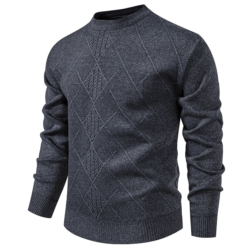 Autumn Winter Thick Knit Pullovers Men Solid Color Geometric Fashion Slim Fit Knitted Sweaters Mens Warm Casual Knitting Sweater