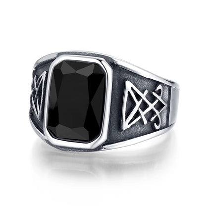 Dropshipping Vintage Sigil Lucifer Rock Ring 316L Stainless Steel Seal of Satan Rings for Men Male Punk Rock Jewelry Gift