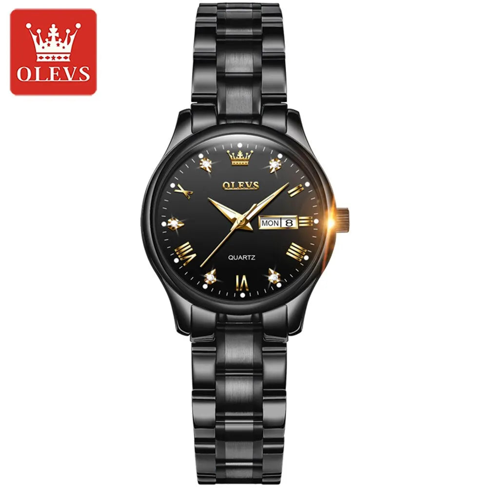 OLEVS Women Wrist Watch Original Watches for Ladies Waterproof Stainless Steel Luxury Quartz Woman Wristwatch Gold Reloj Hombre