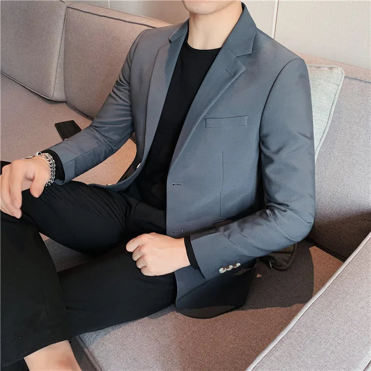 2025 High Quality Solid Single Button Casual Blazer Men's Korean Simple Business Elegant Fashion Party Slim Fit Suit Jacket 4XL