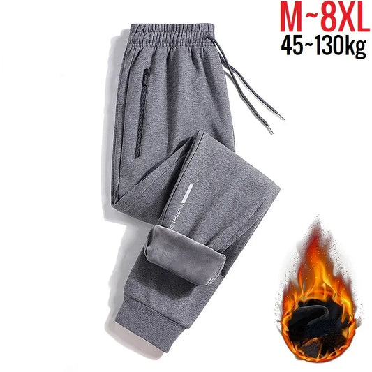 2024 Men's Pant Fleece Lined Brushed Warm Sport Sweatpants Male Winter Jogger Trouser Sweat Sportswear Big Size Large Plus Thick