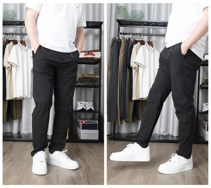 Summer New American Retro Thin Quick-drying Stretch Driving Casual Pants Men's Simple Outdoor Chino Business Straight Trousers