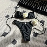 New Solid Color White Bikini Women suit Low Waist Lace-up Fashionable Swimsuit Two-piece Set