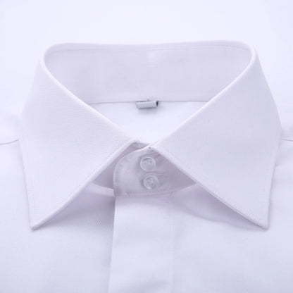 Men's Classic Fly Front Placket French Cuffs Dress Shirt Without Pocket Full Sleeve Standard-fit Banquet Wedding White Shirts