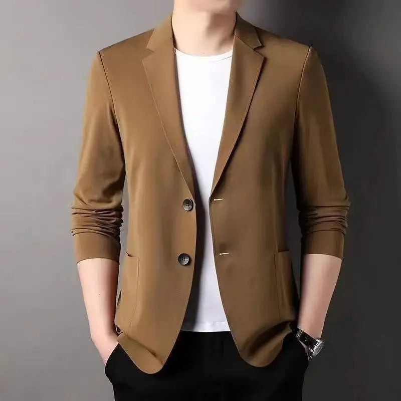 Spring Summer Men Ice Silk Thin Casual Sunscreen Blazer Fashion Casual Male Clothes Long Sleeve Big Size Slim Solid Blazers Coat