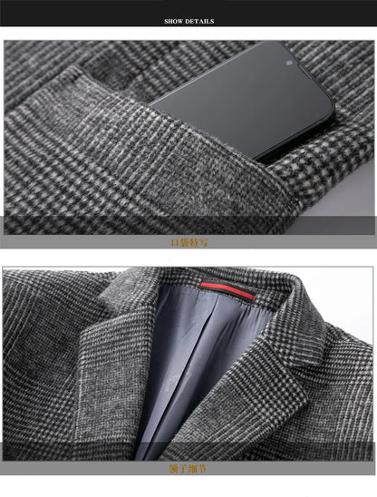 Top Grade Wool Warm Men for Blezer 2025 New Autumn Winter Men Smart Casual Classic Single Breasted Blazer Mujer Brand Clothes