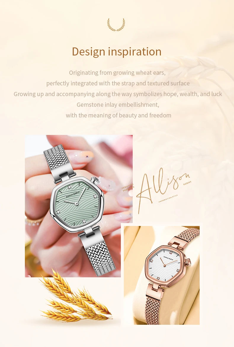 Hannah Martin Top Brand Women Stainless Steel Mesh With White Rose Gold Clock Original Japanese Quartz Movement Luxury Watches