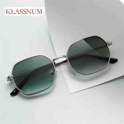 KLASSNUM Fashion Rectangular Sunglasses Women New Metal SunGlasses Classic Minimalist Men Eyeglasses Sun Protection Oculos UV400