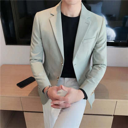 2025 High Quality Solid Single Button Casual Blazer Men's Korean Simple Business Elegant Fashion Party Slim Fit Suit Jacket 4XL