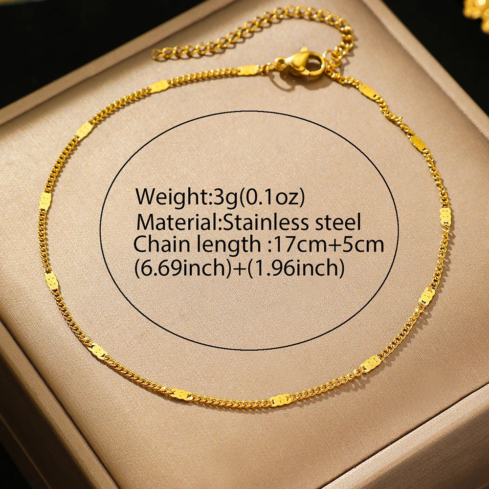 Stainless Steel Anklet New Style Light Luxury Sense of Quality Sequin Chain Fine Delicate Anklet For Women Jewelry Party Gifts