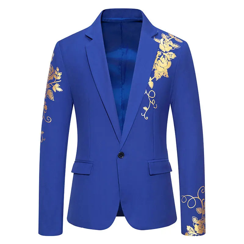 Men's Paisley Floral Gold Bronzing Printed Blazer Luxury Evening Prom Dress 2024 Suits Formal Jackets for Men Costume Homme Coat