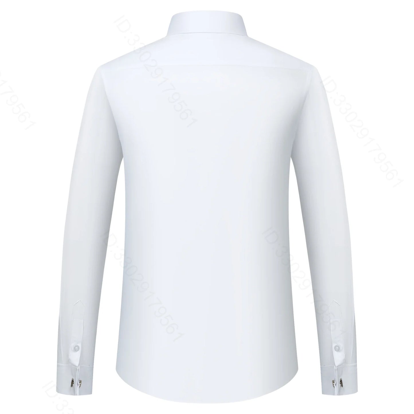 Men's Classic French Cuffs Solid Dress Shirt Fly Front Placket Formal Business Standard-fit Long Sleeve Office Work White Shirts