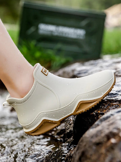 New Rain Shoes Ankle Women Waterproof Shoes Rain Boots Men Anti-slip Wear-resistant Plush Fashion Kitchen Summer Winter