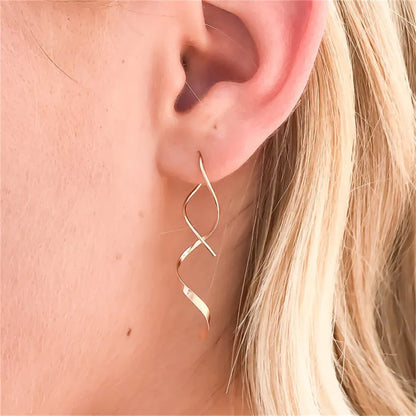 Simple Spiral Threader Earrings Irregular Helix Wave Curve Ear Line Cuff Stainless Steel Dangling Earring Women Fashion Jewelry