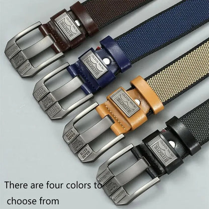 Men's Pin Buckle Youth Overalls Canvas Waistband Casual Retro Decorative Belts for Men Fashion High Quality Webbing Belt