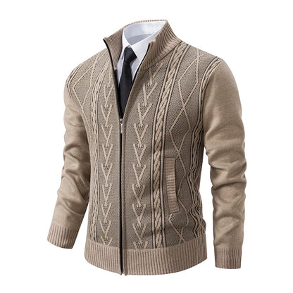 2025 autumn and winter new cashmere padded warm casual men's knitted sweater coat