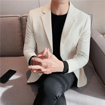 2025 High Quality Solid Single Button Casual Blazer Men's Korean Simple Business Elegant Fashion Party Slim Fit Suit Jacket 4XL