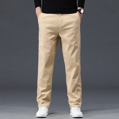 High Quality Men Versatile Casual Pants Fashion Khaki Dark-blue Street Trousers Comfortable Concise Business Straight Leg Pants