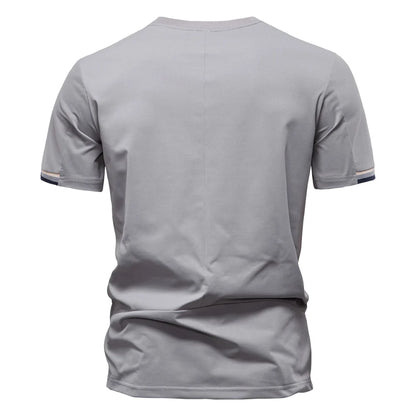 AIOPEAON Mens Solid Color Sporty Round Neck Casual T-Shirt For Stylish Wear High Quality Male Tops Men's T-shirts