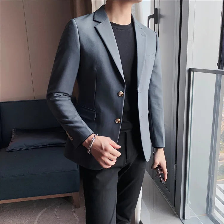 2025 High Quality Solid Single Button Casual Blazer Men's Korean Simple Business Elegant Fashion Party Slim Fit Suit Jacket 4XL