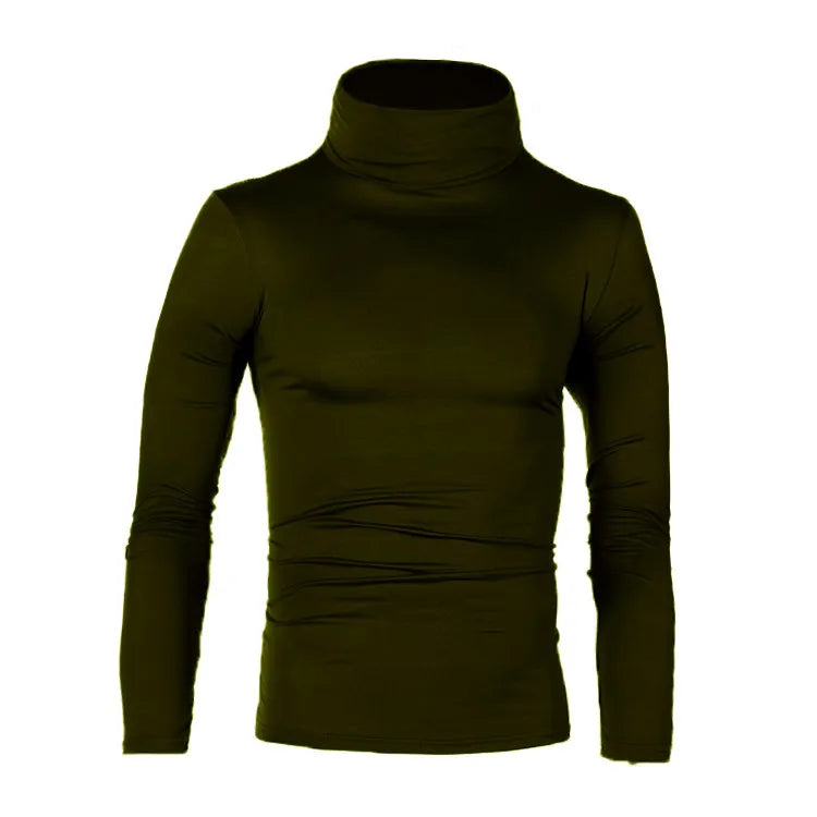 New Fashion Base Tee Shirt Men Slim Fit Knit High Neck Pullover Turtleneck Sweater Tops Shirt