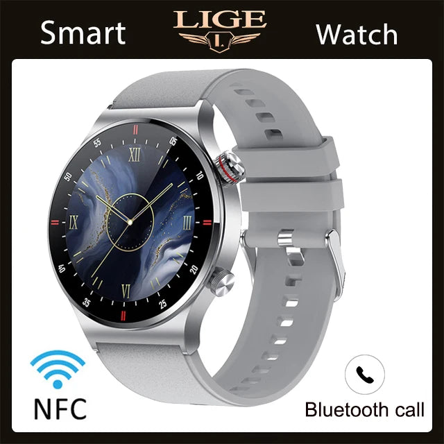 LIGE ECG+PPG Bluetooth Call Smart Watch 2025 Men AMOLED Full Touch Sports NFC Watches Men Smartwatch Waterproof For Android Ios