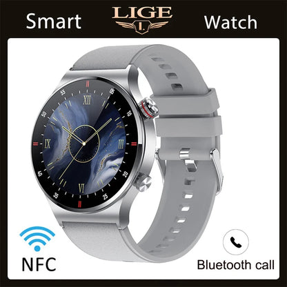 LIGE ECG+PPG Bluetooth Call Smart Watch 2023 Men AMOLED Full Touch Sports NFC Watches Men Smartwatch Waterproof For Android Ios