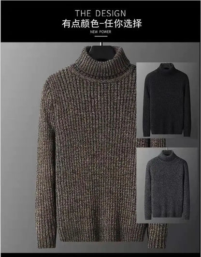 Trend Fashion Autumn Winter Sweaters Men Solid Turtleneck Mink Cashmere Thicken Smart Casual Long Sleeve Pullovers Knitted Tops