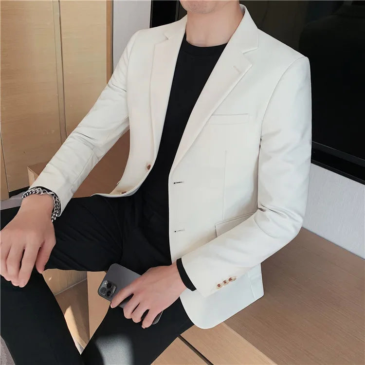 2025 High Quality Solid Single Button Casual Blazer Men's Korean Simple Business Elegant Fashion Party Slim Fit Suit Jacket 4XL