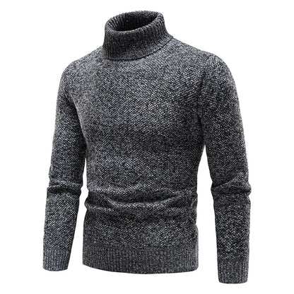 Autumn Winter Fleece Sweater Men Thicker Turtleneck Warm Pullover Slim Fit Man Clothes Luxury Brand Black Brown Jumpers Elastic