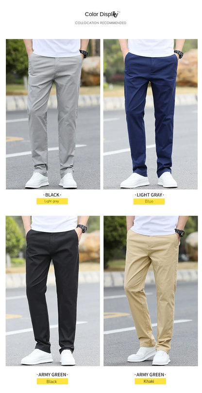 Men's High-Quality Chinos -Cotton Casual Trousers - Breathable Straight Pants (Sizes w28-w40)