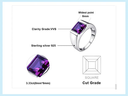 JewelryPalace Natural Smoky Quartz Created Ruby Sapphire Simulated Emerald 925 Sterling Silver Ring for Men Gemstone Jewelry