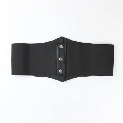 Fashionable Gothic Corset Belt Triple Buckle with Black Rivet Studs Elastic Waspie Waistband for Punk Women Perfect for Coats