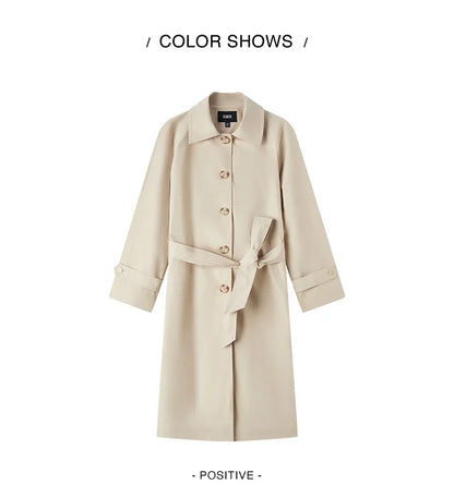 Semir Trench Coat Women Long Waist Raglan Sleeve Lapel 2025 New Spring Loose Triple Protection Literary Khaki Coat