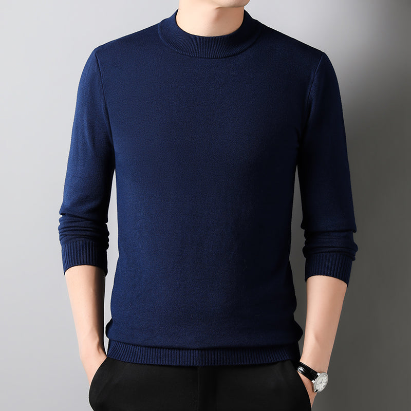 Half Turtleneck Knitwear Sweater New Autumn/Winter Mock Neck Sweatshirts Solid Color Pullovers Man Brand Casual Mens Clothing