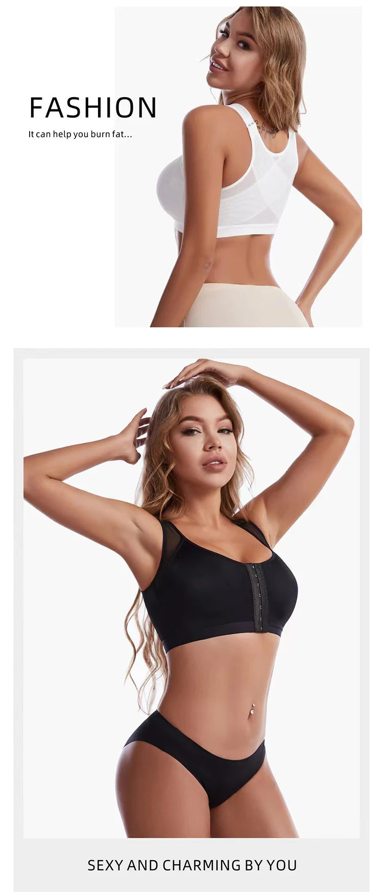 Front Closure Posture Corrector Lift Up Bra Women Push Up Cross Back Underwear Shockproof Sports Support Fitness Vest Bras S-5XL