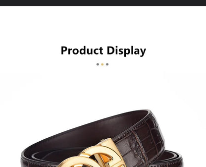 Men belt Genuine Leather Belt Metal Alloy Automatic Buckle Brand Luxury Design Waist Belts for Men Strap Male