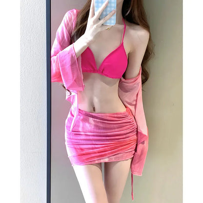 Sexy Bikinis Sets Women White Swimsuit Beach Wear Long Sleeve Swimsuit Cover Ups for Swimwear Women Swimming Pool Party Bikinis