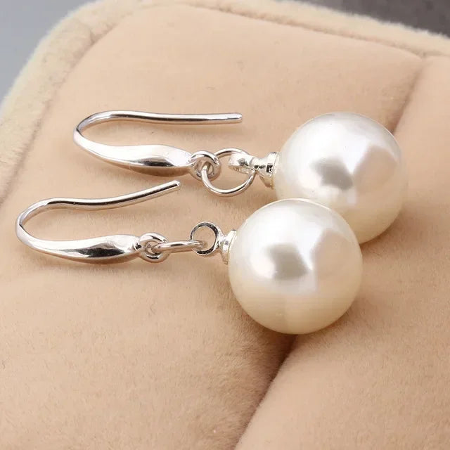 New fashion 925 Sterling Silver custom 
 10mm Pearl Drop Earrings Jewelry for Woman Girl Charm Wedding Party Couple Gift Jewelry