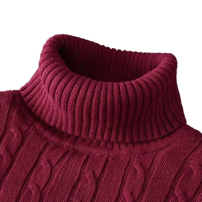 New Men's High Neck Sweater Solid Color Pullover Knitted Warm Casual Turtleneck Sweatwear Woolen Mens Winter Outdoor Tops